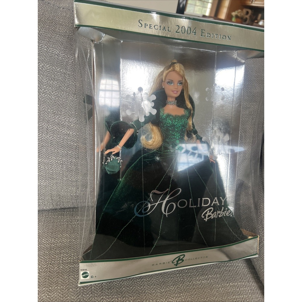 2004 Mattel Special Edition Holiday Barbie Doll Collector Blonde Green Dress - Picture 2 of 9